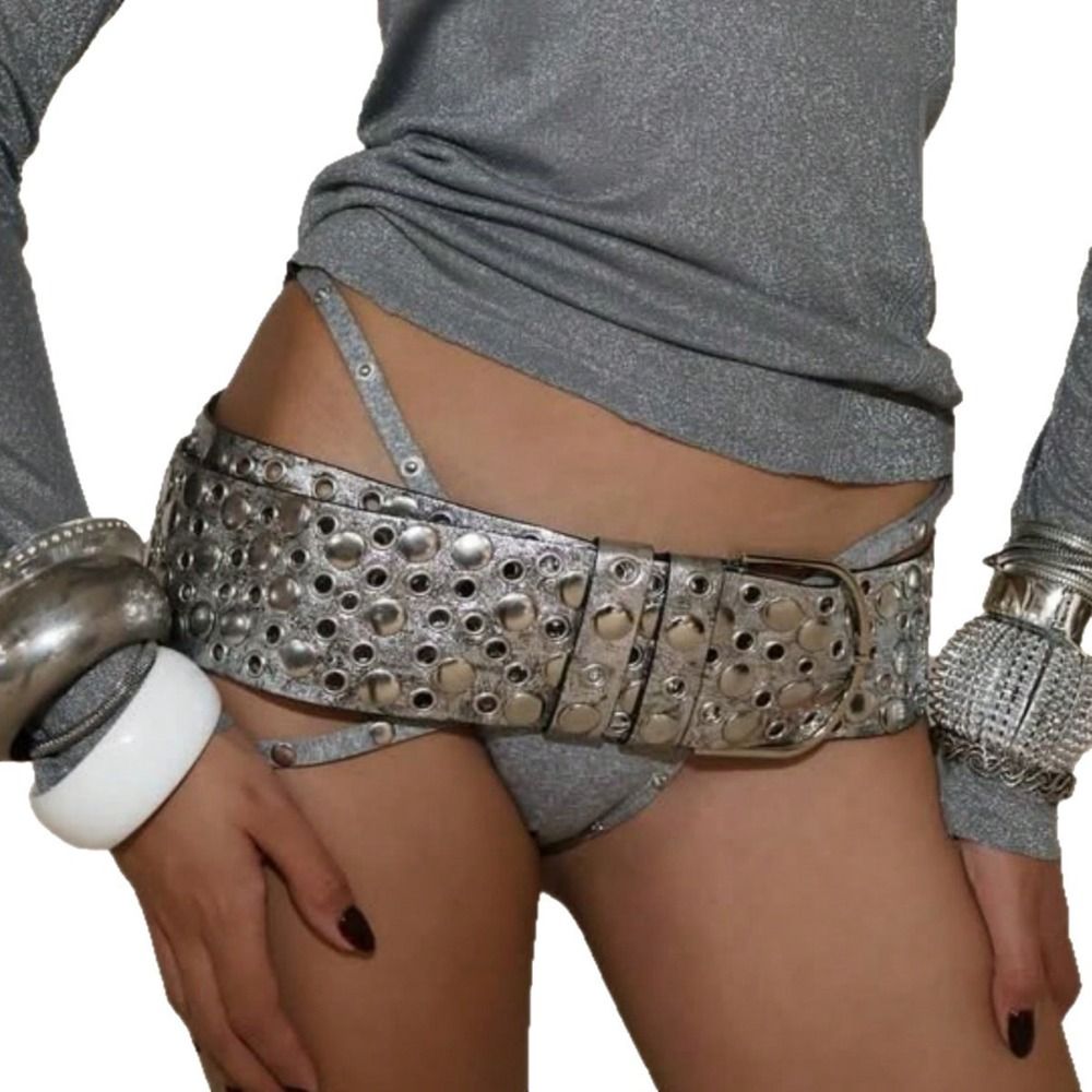 Sabuk Rivet Punk Hollow Eyelet - Streetwear Brand Belts ulasan dan harga