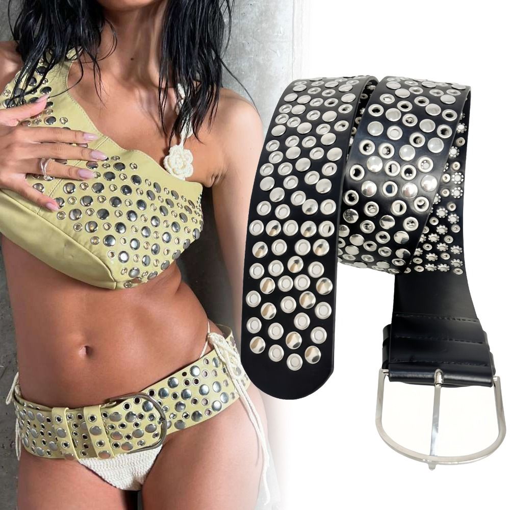 Sabuk Rivet Punk Hollow Eyelet - Streetwear Brand Belts ulasan dan harga
